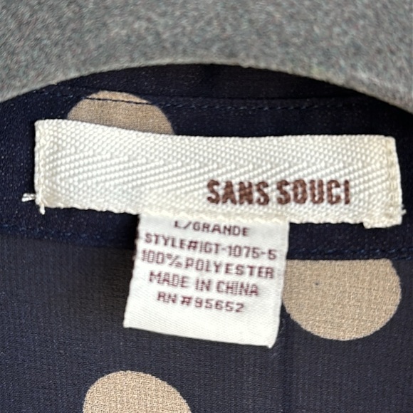 Navy polka dot sheer blouse - Picture 2 of 4